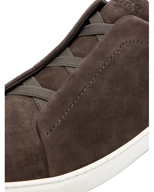 Zegna Brown Suede Sneakers for men