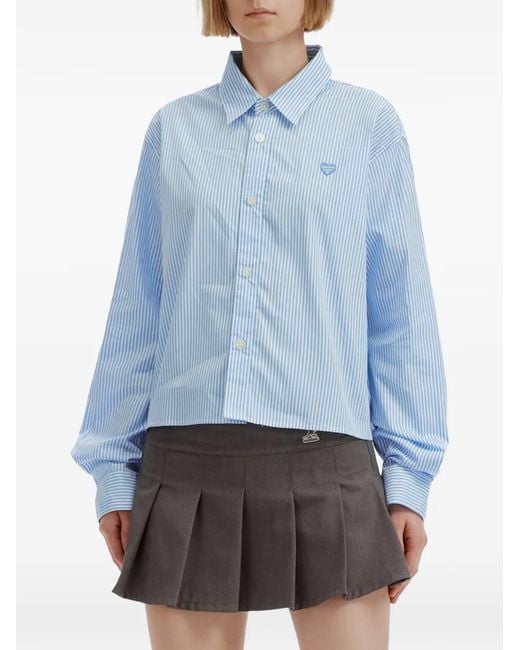 Chocoolate Blue Striped Heart-Patch Shirt