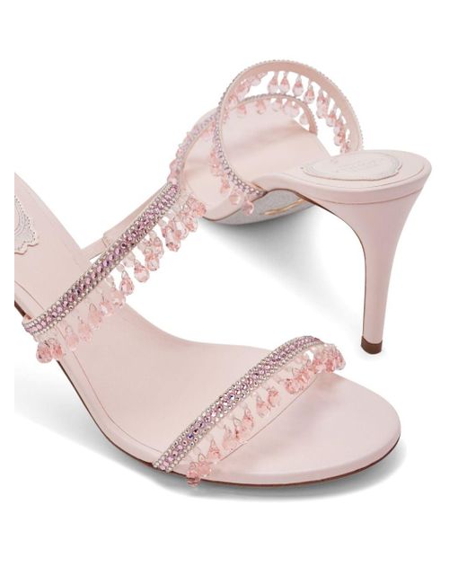 Rene Caovilla Pink 75mm Crystal-embellished Sandals