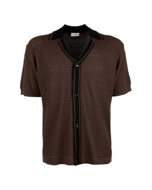 Paolo Pecora Brown Open-Knit Button-Up Shirt for men