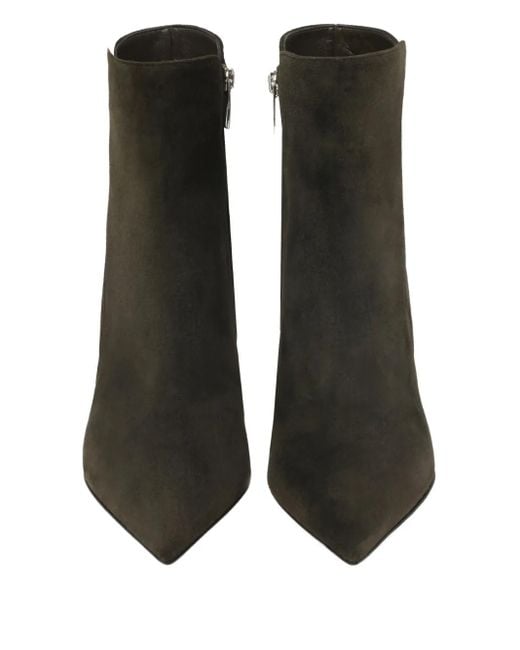 Gianvito Rossi Black Pointed-Toe Suede Ankle Boots