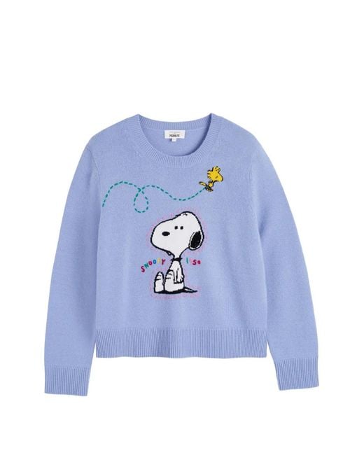 Chinti & Parker Blue Snoopy Embroidered Sweater