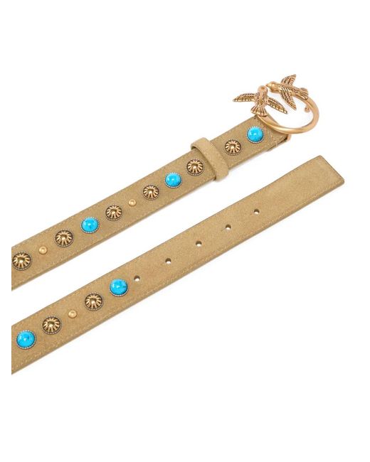 Ceinture À Détails De Clous Avec Boucle Love Birds Pinko en coloris Metallic