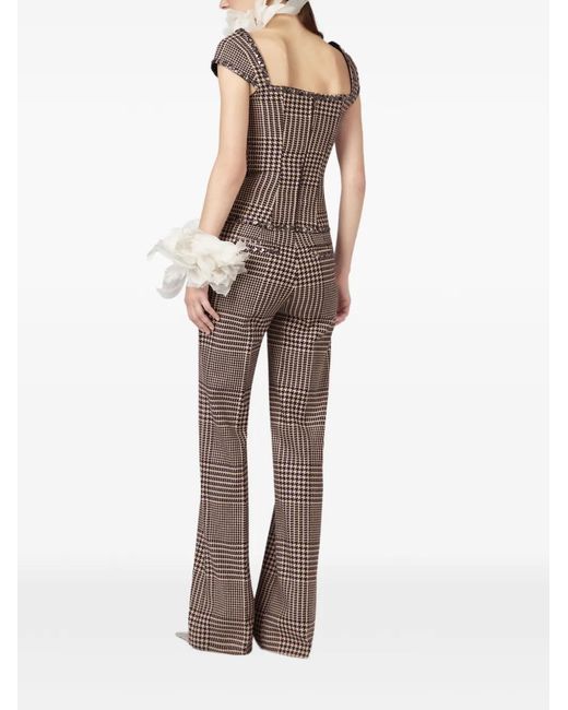 GIUSEPPE DI MORABITO Brown Houndstooth-Pattern Stud-Embellished Trousers
