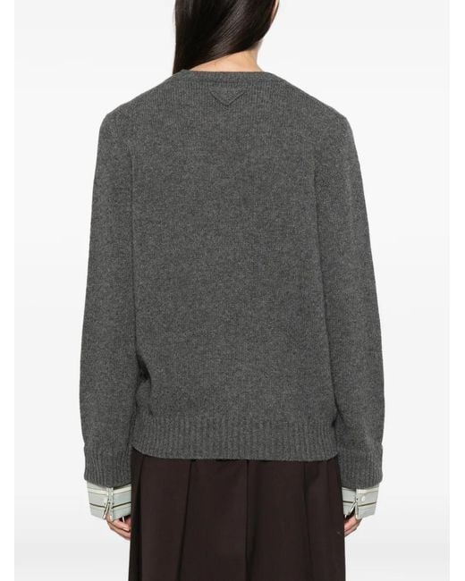 Prada Gray Crew-Neck Sweater