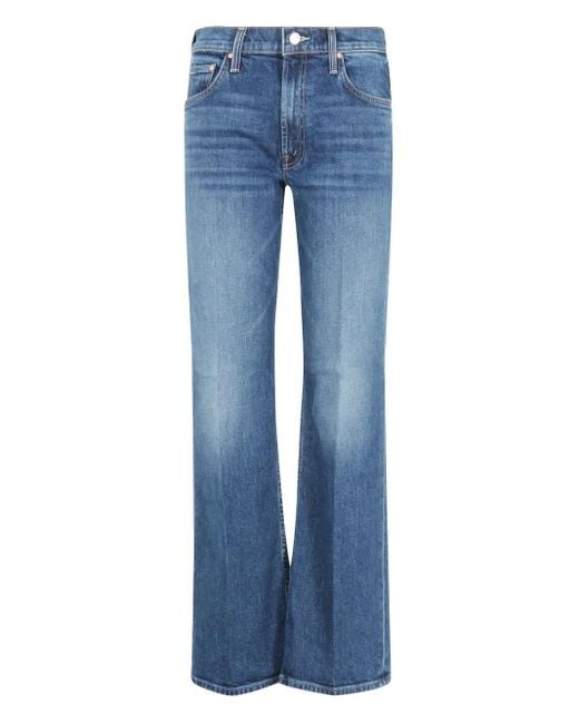 Mother Blue Logo-Patch Jeans