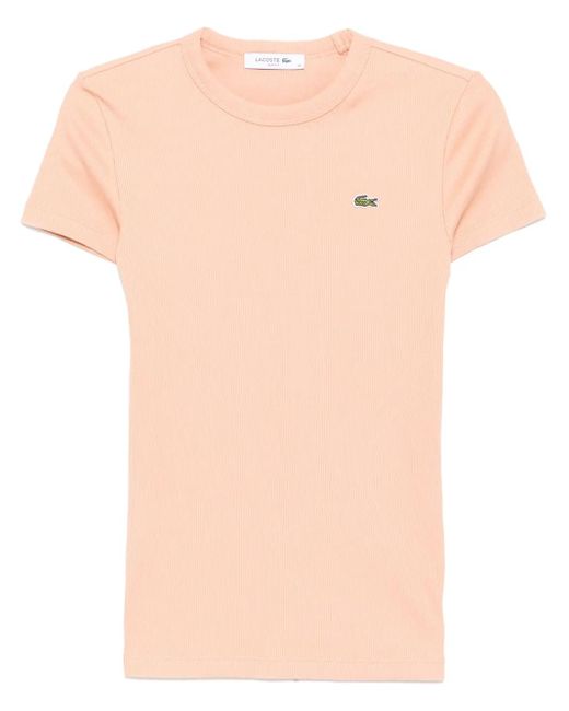 Lacoste Pink Logo-Patch T-Shirt