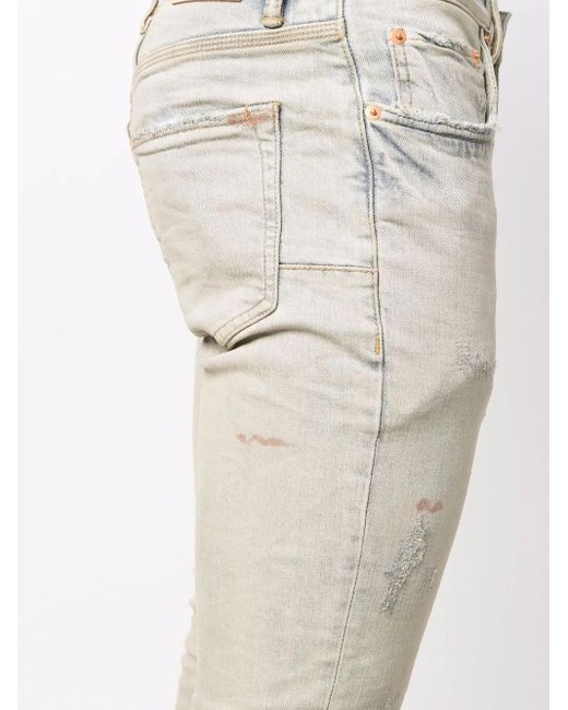 Purple Brand Gray Distressed Skinny Jeans for men