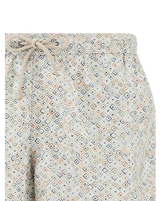 Paul & Shark Gray Geometric Watercolor Print Swim Shorts for men