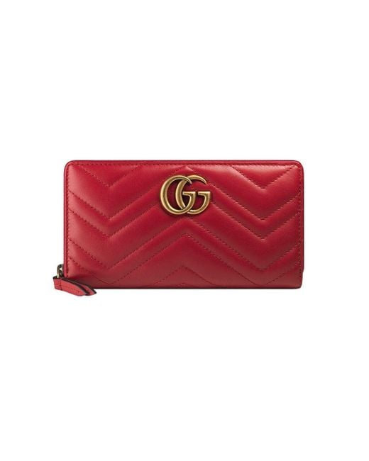 Gucci Red GG Marmont Matelassé Wallet
