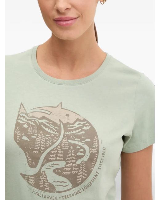 Fjallraven Gray Logo-Print T-Shirt