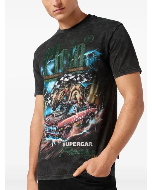 Philipp Plein Black Racing Club T-Shirt for men