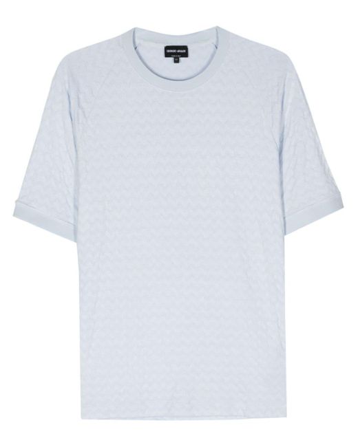 Giorgio Armani White Chevron-stitch Short-sleeve T-shirt for men