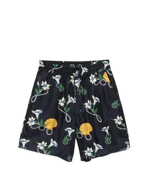Drole de Monsieur Blue Floral-Printed Shorts for men