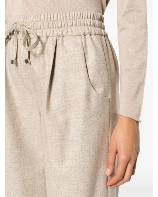 Kiton Natural Wide-Leg Cashmere Trousers