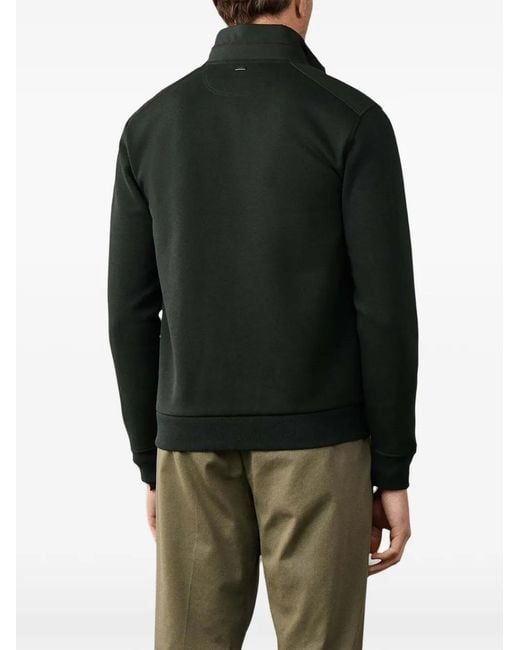 Hackett Black Quilted Zip-Up Sweatshirt for men