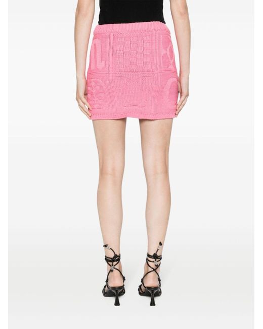 Nanushka Pink Colinda Cable-knit Cotton Miniskirt