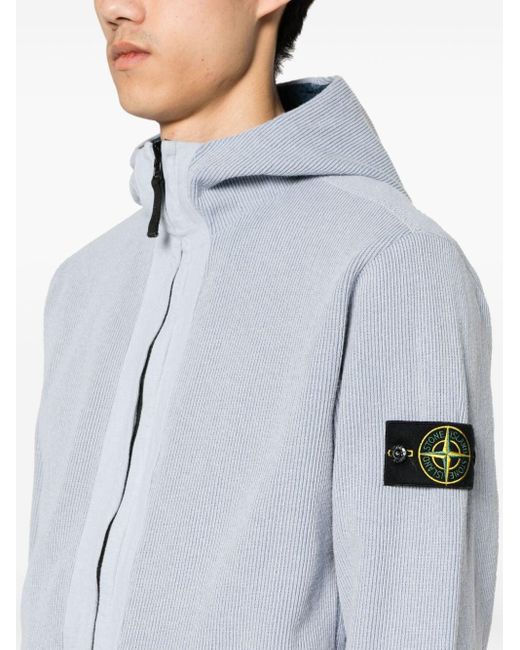 Stone Island Blue Compass-badge Reversible Hooded Jacket for men
