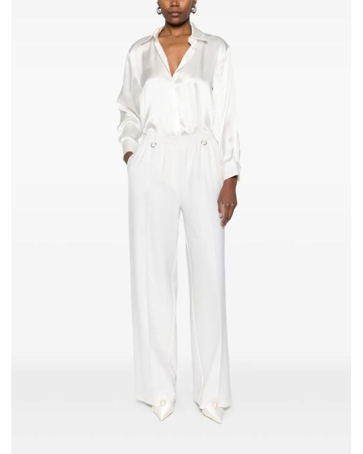 MEDEA White Button-Up Silk Shirt