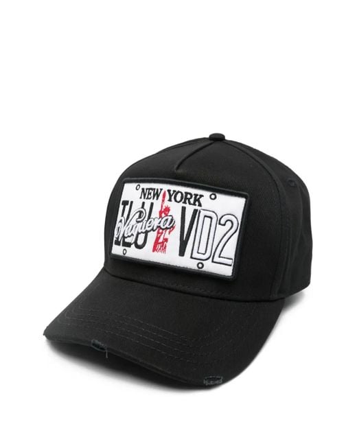 DSquared² Black New York-Patch Baseball Cap for men