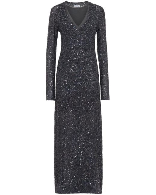 Brunello Cucinelli Black Cashmere And Silk Long Dress