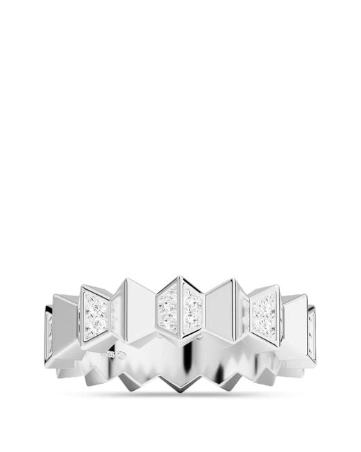 Apm Monaco White Up And Down Crystal-Embellished Ring