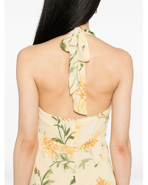 Reformation Metallic Briony Panelled Floral-Print Georgette Midi Dress