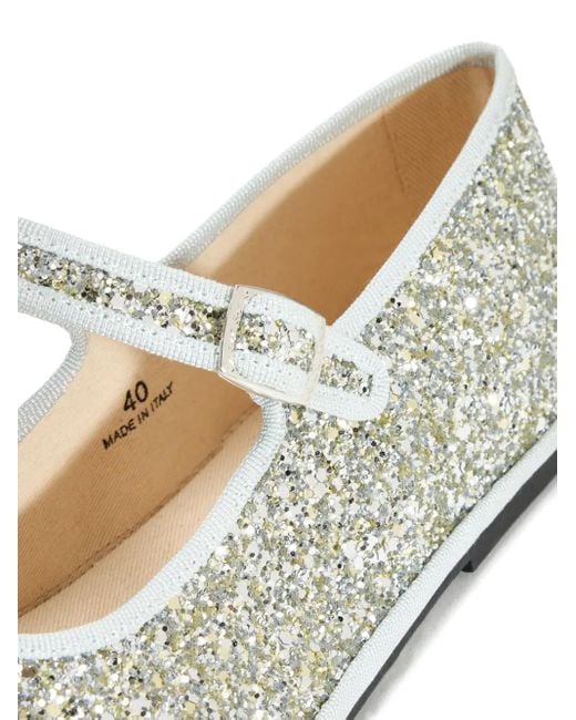 Capulet White Glitter-Embellishment Ballet Flats