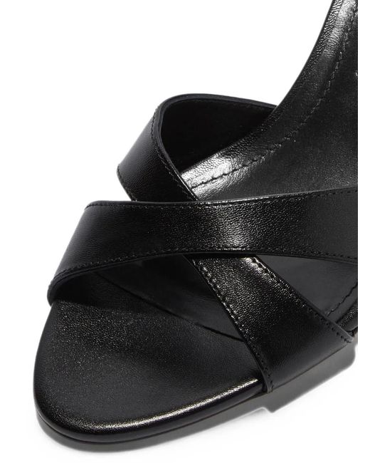 Aeyde Black Crossover-Strap Leather Sandals