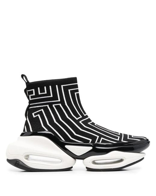 Balmain Black Bold Hiking Monogram Sneakers