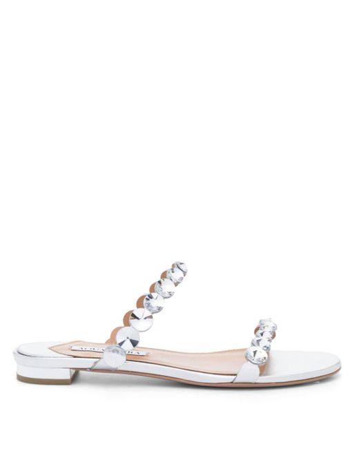 Aquazzura White Maxi Tequila Crystal-embellished Sandals