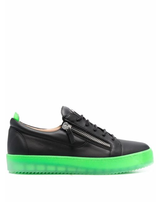 Giuseppe Zanotti Green Contrasting-Sole Low-Top Sneakers for men