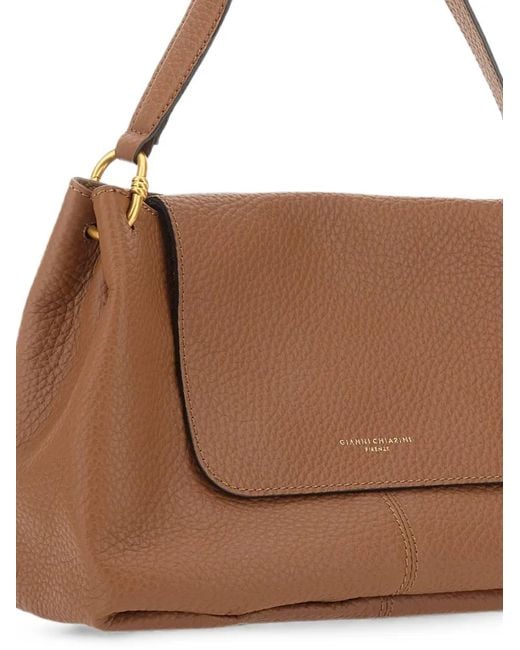 Gianni Chiarini Brown Sandra Grained Leather Shoulder Bag