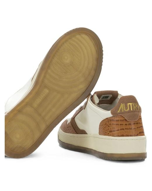 Autry White Medalist Low Crocodile-Embossed Leather Sneakers