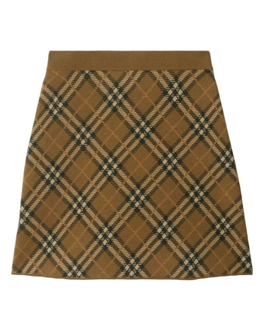 Burberry Green Nova Check Wool-Blend Skirt