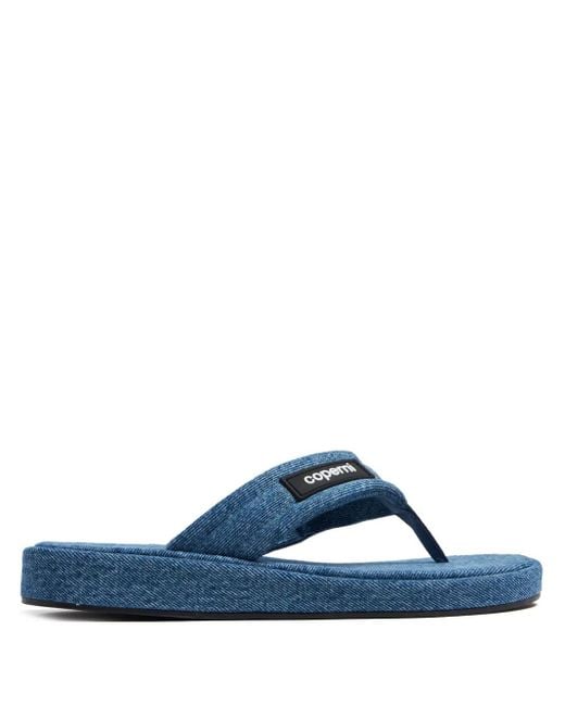 Coperni Blue Logo-Appliqué Denim Flip-Flops