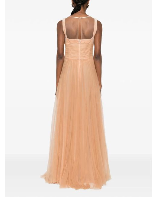 Elisabetta Franchi White Sheer-Detail Sleeveless Maxi Dress