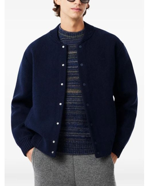Lacoste Blue Buttoned-Wool Bomber Jacket for men