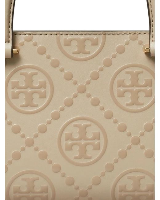 Tory Burch Natural Small T Monogram Tote Bag