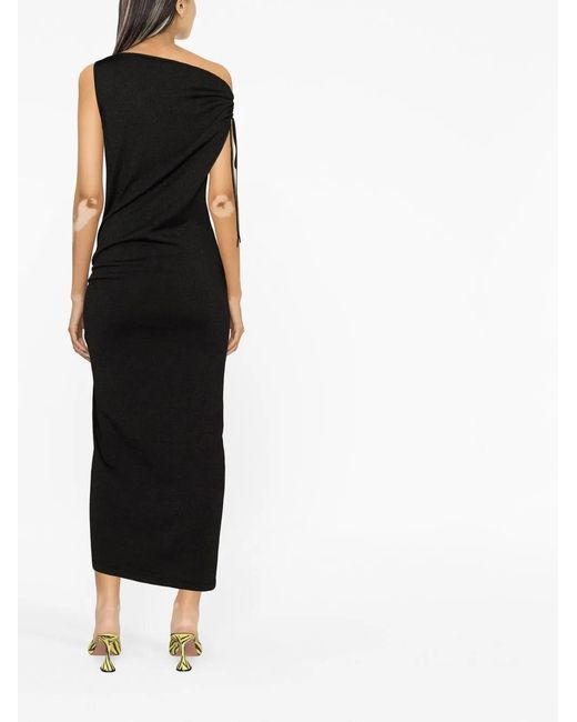 P.A.R.O.S.H. Black Sleeveless Ruched Dress