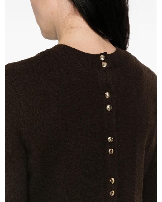 Maje Black Ruffled-Trim Button-Back Sweater