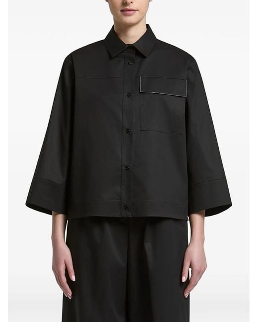 Peserico Black Monili-Trim Wide-Sleeve Shirt