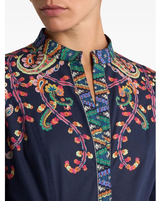 Etro Blue Long Paisley Print Dress