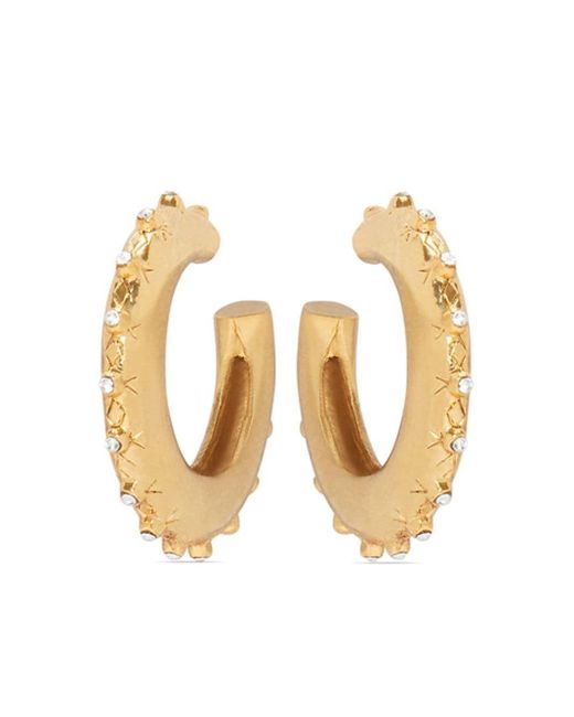 Oscar de la Renta Metallic Crystal-embellished Hoop Earrings
