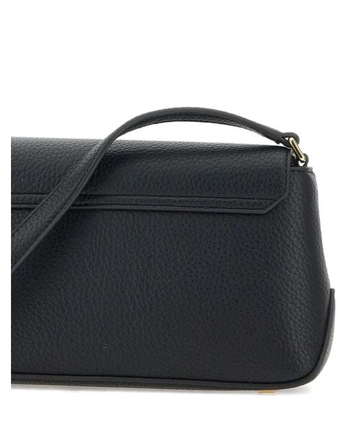 Elisabetta Franchi Black Logo-Plaque Leather Shoulder Bag