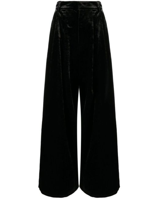 Uma Wang Black Pleat-detail Wide-leg Trousers