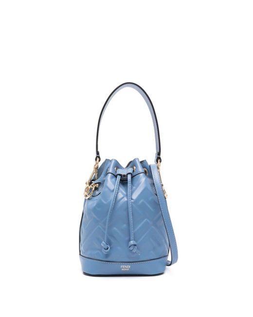 Fendi Blue Mon Tresor Mini Leather Bucket Bag