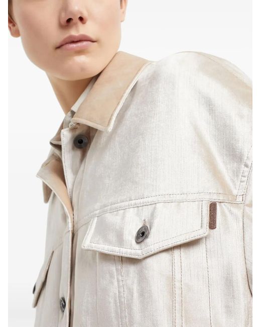 Brunello Cucinelli Natural Padded Pearlescent-finish Jacket