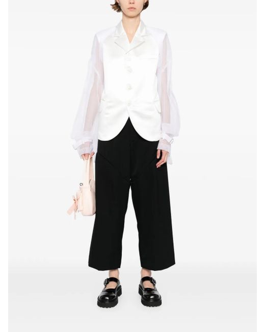 Comme des Garçons White Tulle-Inserts Blazer