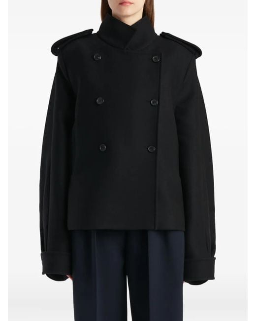 Khaite Black Double-Breasted Epaulet Jacket